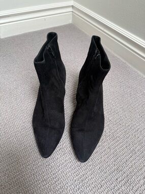 Club Monaco Black Suede Pointed Toe Ankle Booties